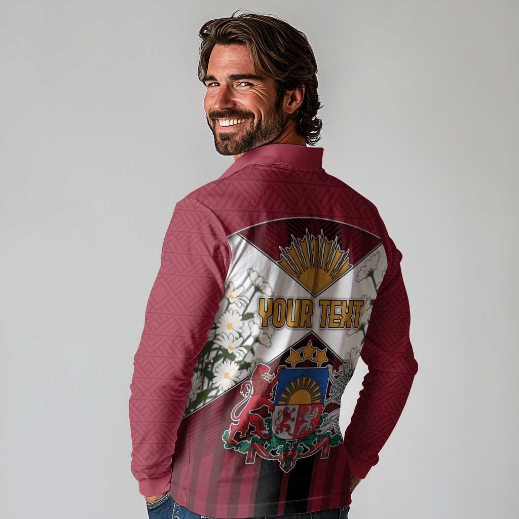 Personalized Latvia Long Sleeve Polo Shirt Symbol With Latvians Patterns - Wonder Print Shop