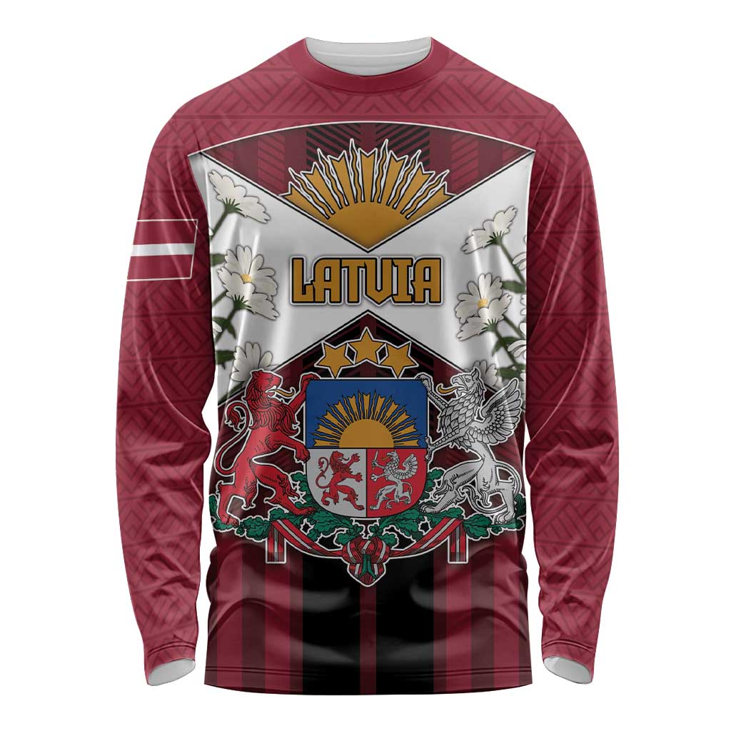 Personalized Latvia Long Sleeve Shirt Symbol With Latvians Patterns - Wonder Print Shop