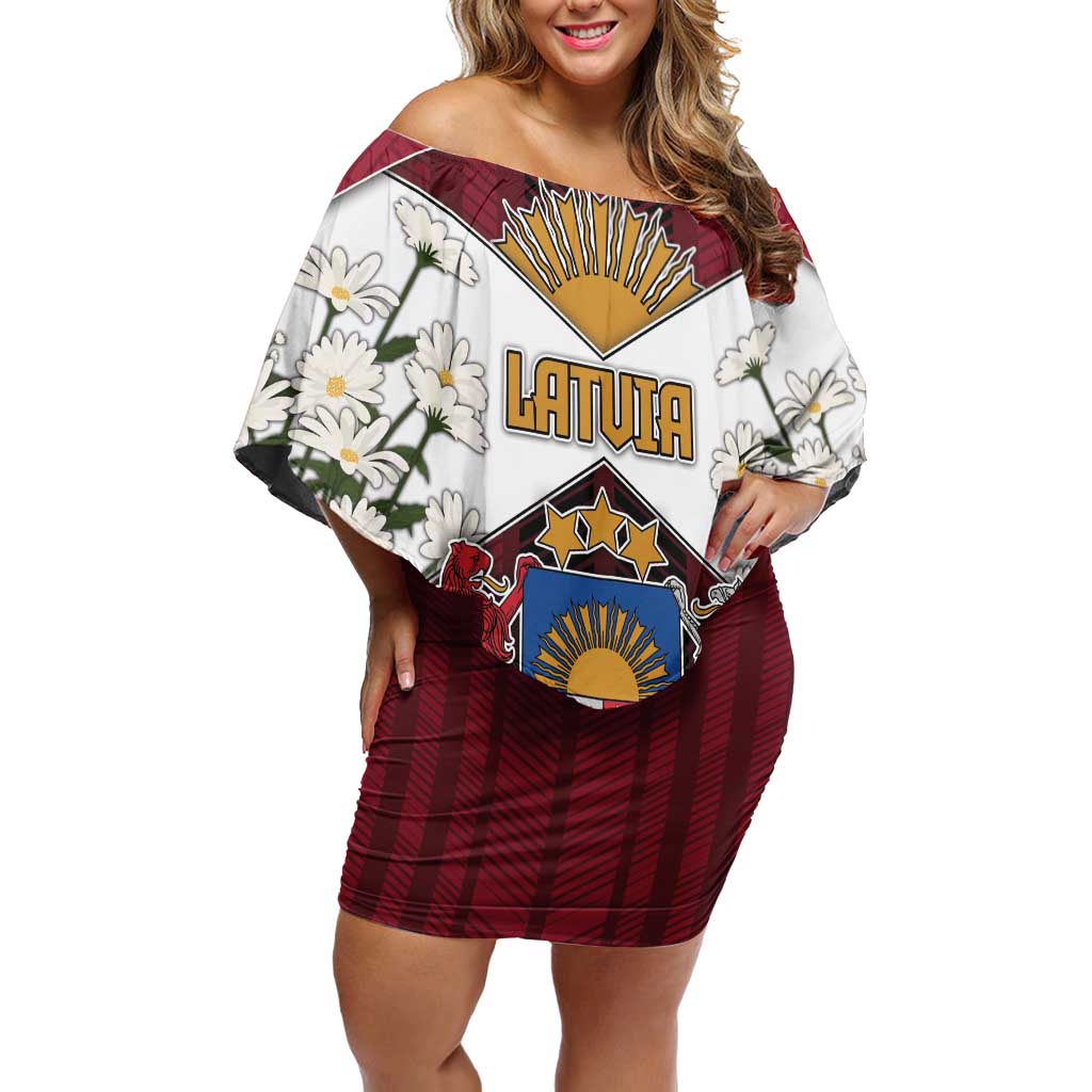 Personalized Latvia Off Shoulder Short Dress Symbol With Latvians Patterns - Wonder Print Shop
