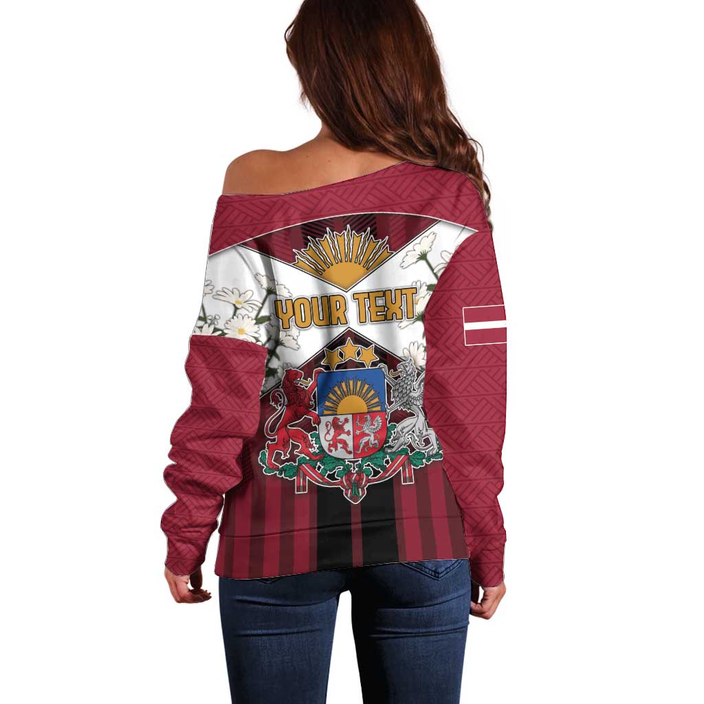 Personalized Latvia Off Shoulder Sweater Symbol With Latvians Patterns - Wonder Print Shop