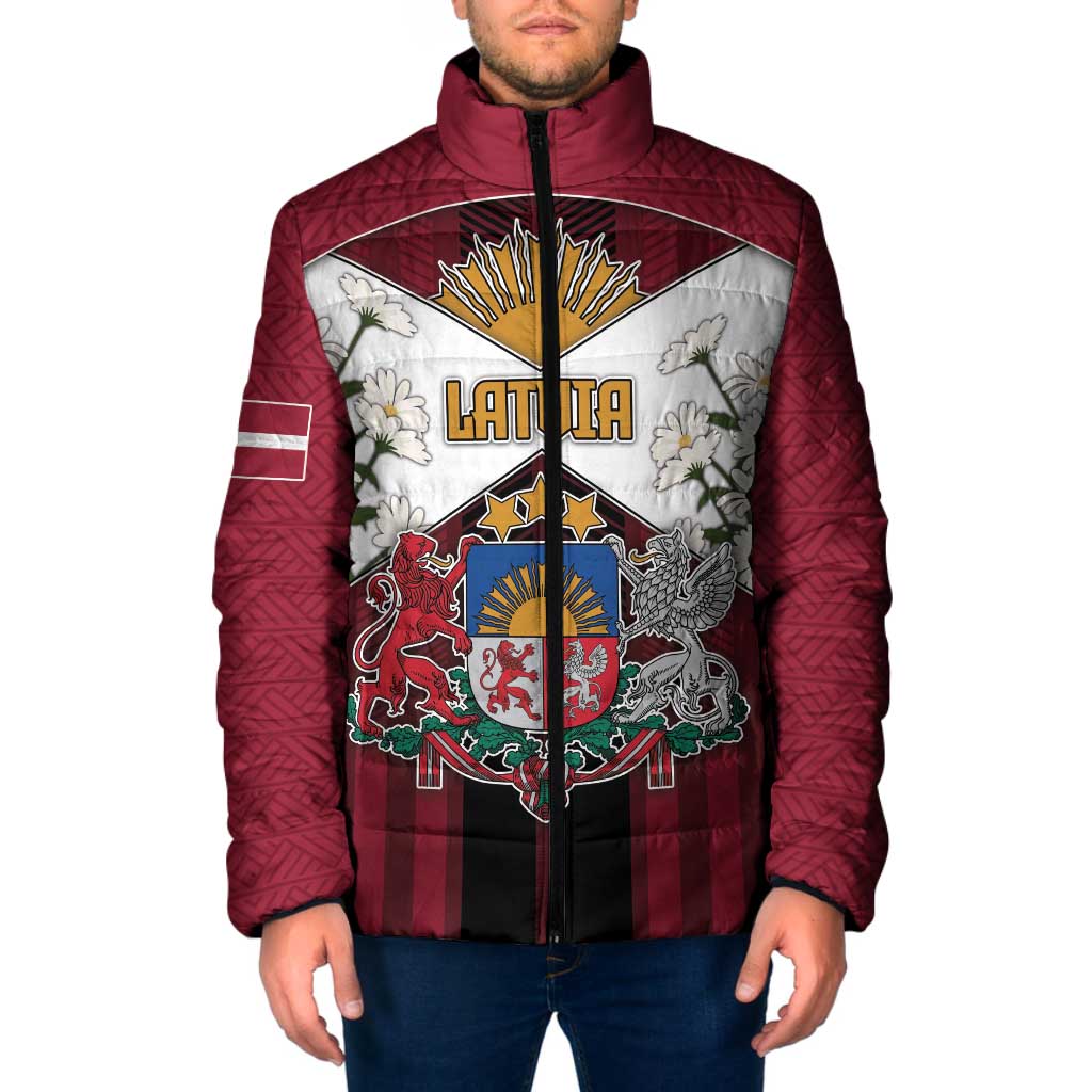 Personalized Latvia Padded Jacket Symbol With Latvians Patterns - Wonder Print Shop