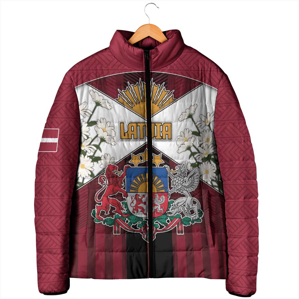Personalized Latvia Padded Jacket Symbol With Latvians Patterns - Wonder Print Shop