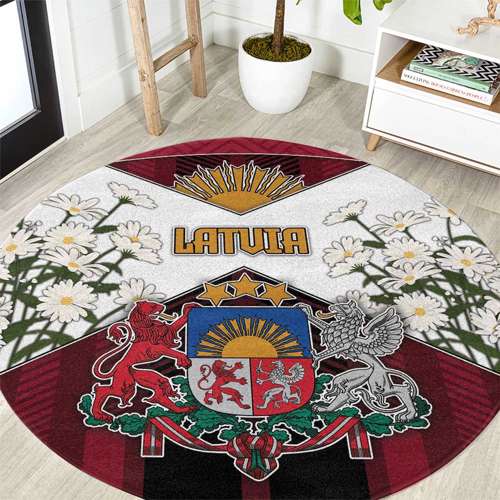 Latvia Round Carpet Symbol With Latvians Patterns - Wonder Print Shop