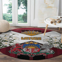 Latvia Round Carpet Symbol With Latvians Patterns - Wonder Print Shop