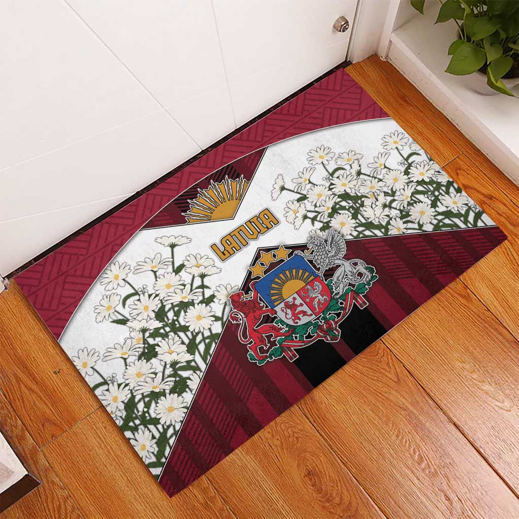 Latvia Rubber Doormat Symbol With Latvians Patterns - Wonder Print Shop