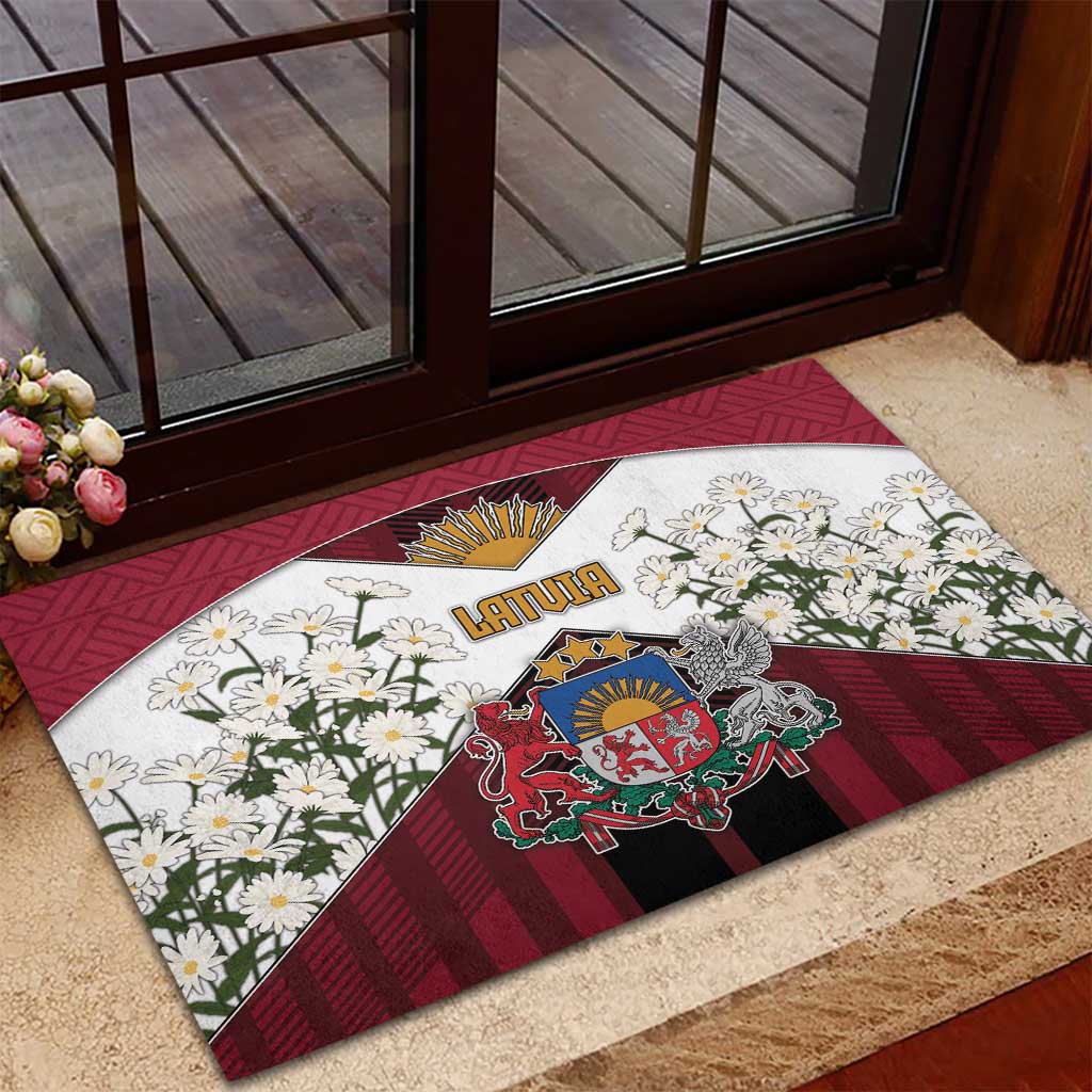 Latvia Rubber Doormat Symbol With Latvians Patterns - Wonder Print Shop