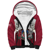 Personalized Latvia Sherpa Hoodie Symbol With Latvians Patterns - Wonder Print Shop
