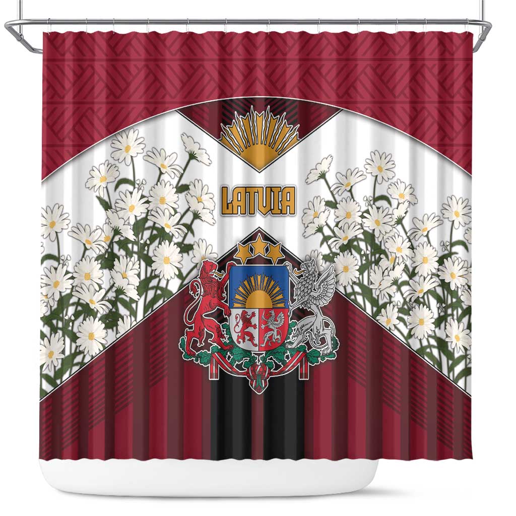 Latvia Shower Curtain Symbol With Latvians Patterns - Wonder Print Shop