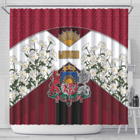 Latvia Shower Curtain Symbol With Latvians Patterns - Wonder Print Shop