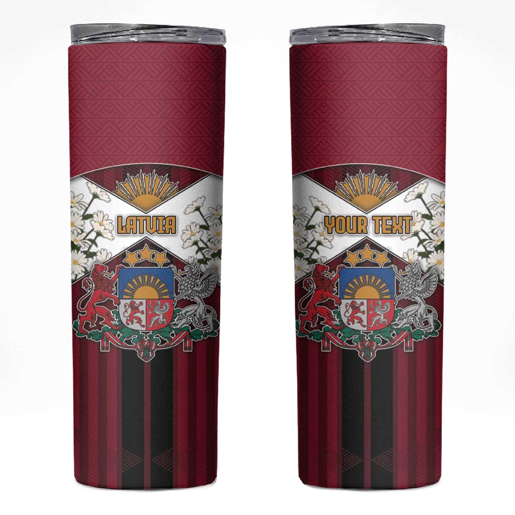 Personalized Latvia Skinny Tumbler Symbol With Latvians Patterns - Wonder Print Shop