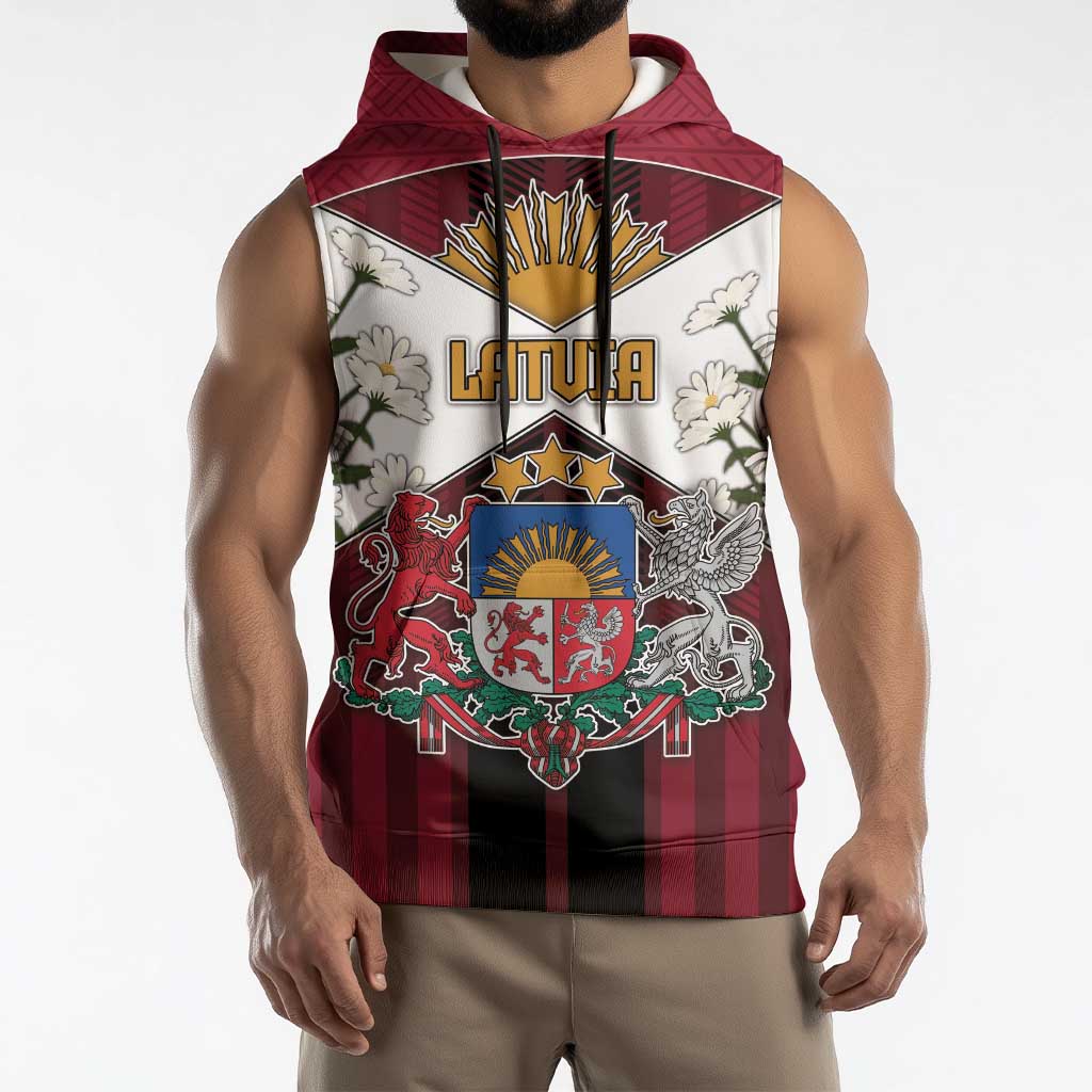 Personalized Latvia Sleeveless Hoodie Symbol With Latvians Patterns - Wonder Print Shop