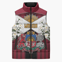 Personalized Latvia Sleeveless Puffer Jacket Symbol With Latvians Patterns - Wonder Print Shop