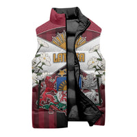 Personalized Latvia Sleeveless Puffer Jacket Symbol With Latvians Patterns - Wonder Print Shop