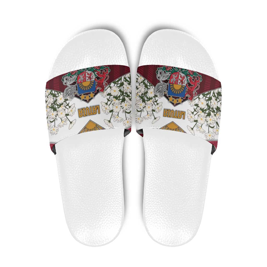 Latvia Slide Sandals Symbol With Latvians Patterns - Wonder Print Shop