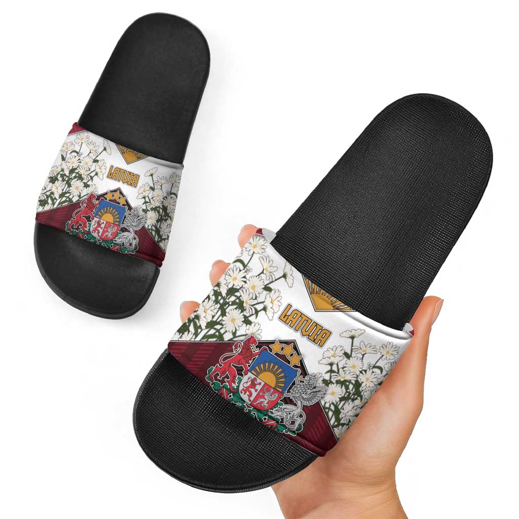 Latvia Slide Sandals Symbol With Latvians Patterns - Wonder Print Shop