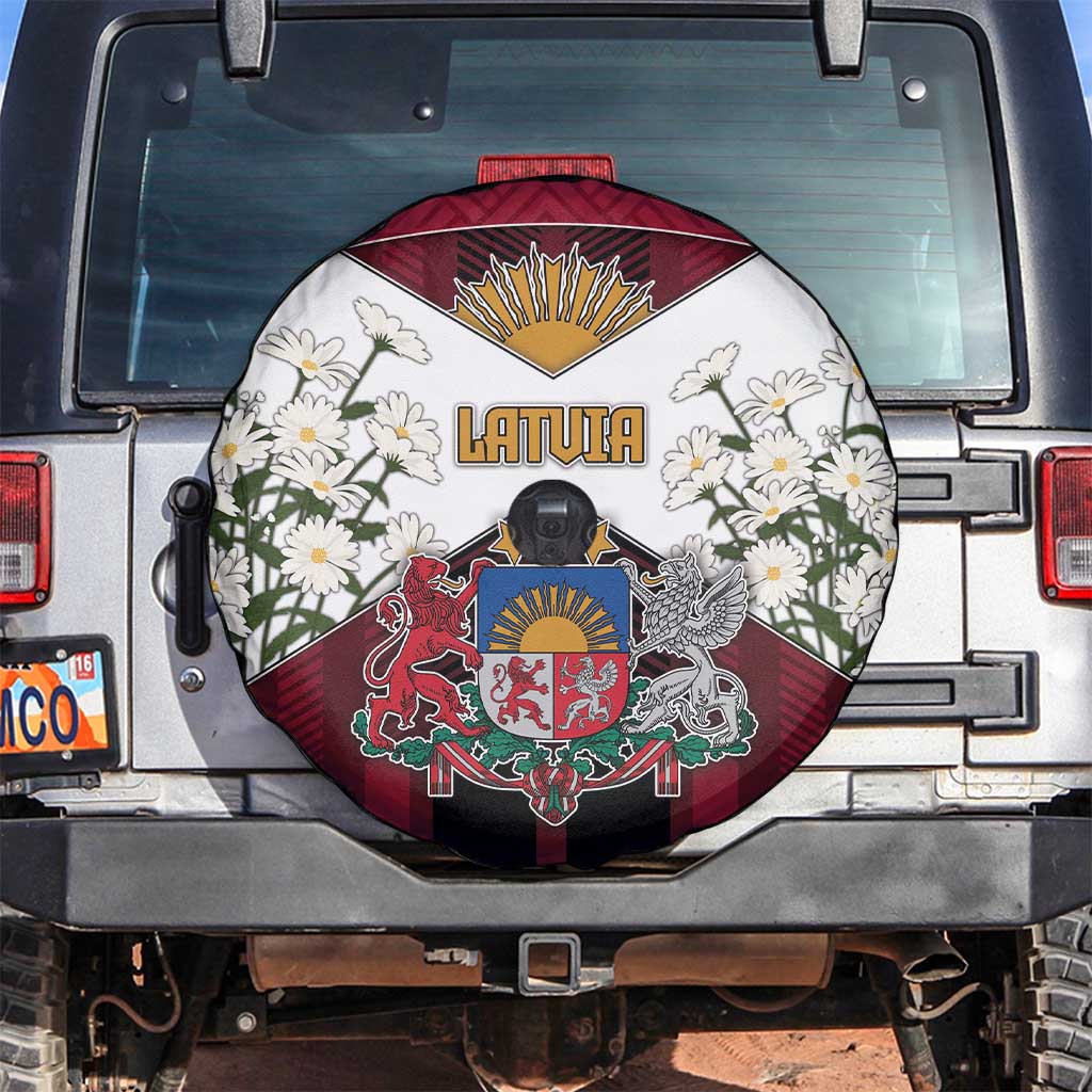 Latvia Spare Tire Cover Symbol With Latvians Patterns - Wonder Print Shop
