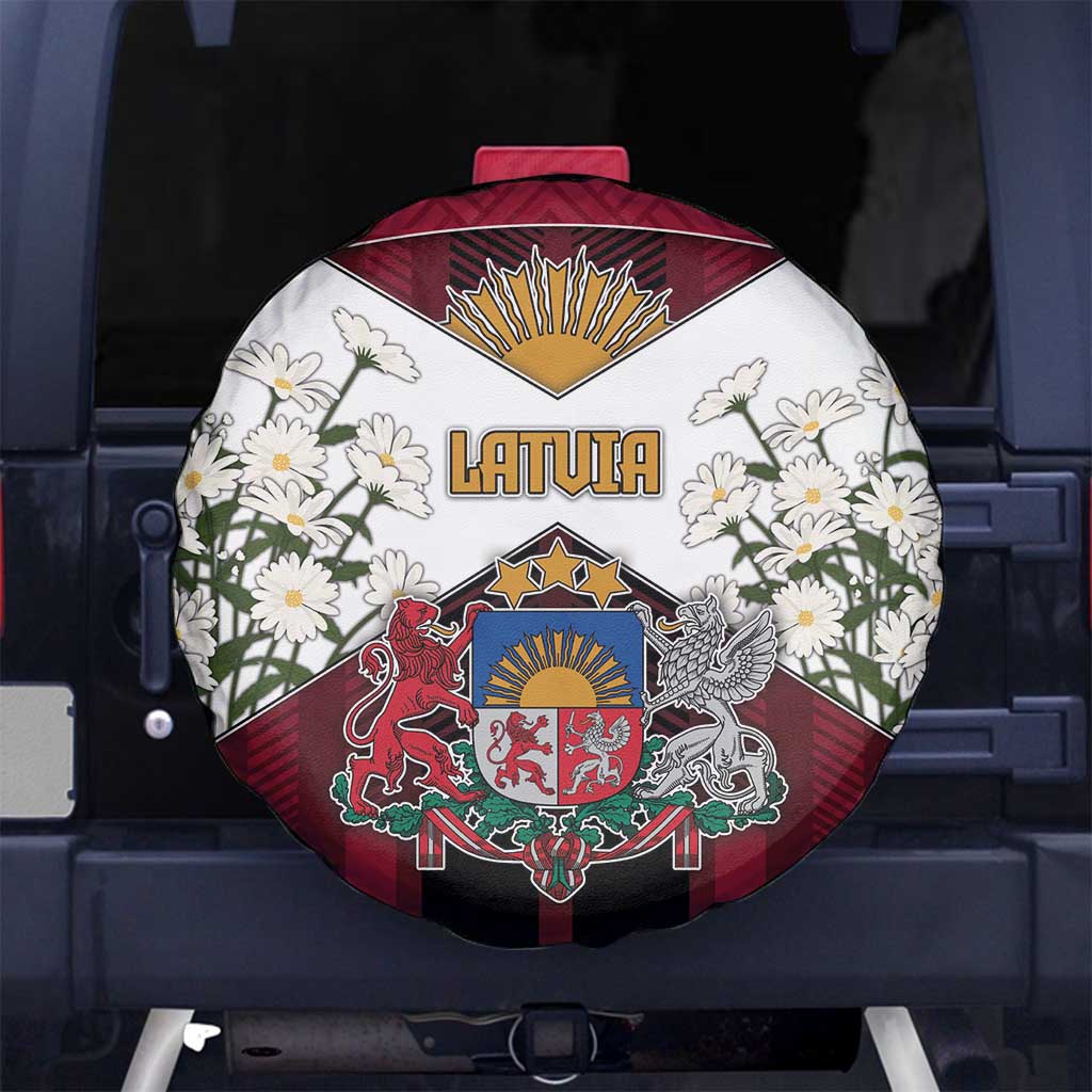 Latvia Spare Tire Cover Symbol With Latvians Patterns - Wonder Print Shop