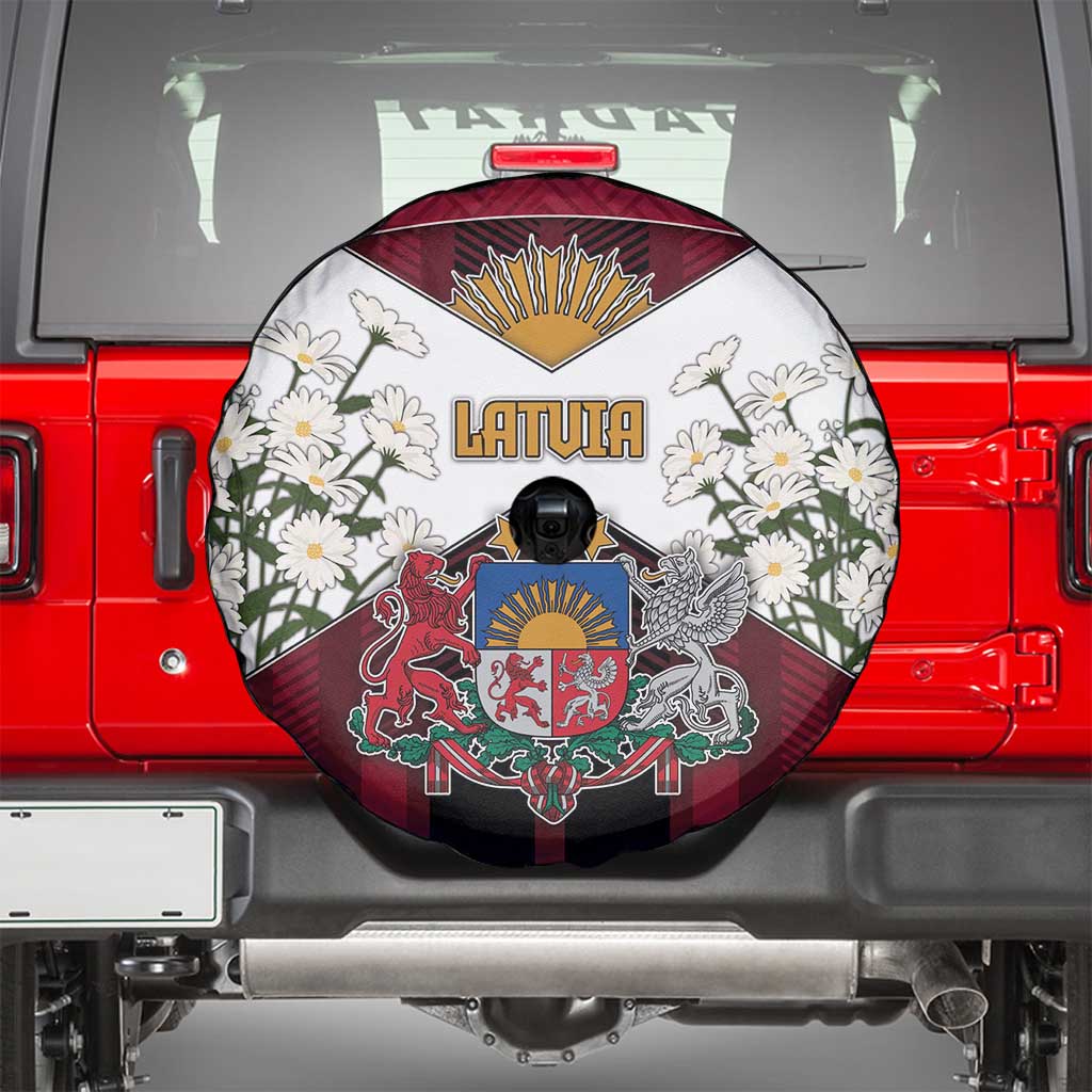 Latvia Spare Tire Cover Symbol With Latvians Patterns - Wonder Print Shop