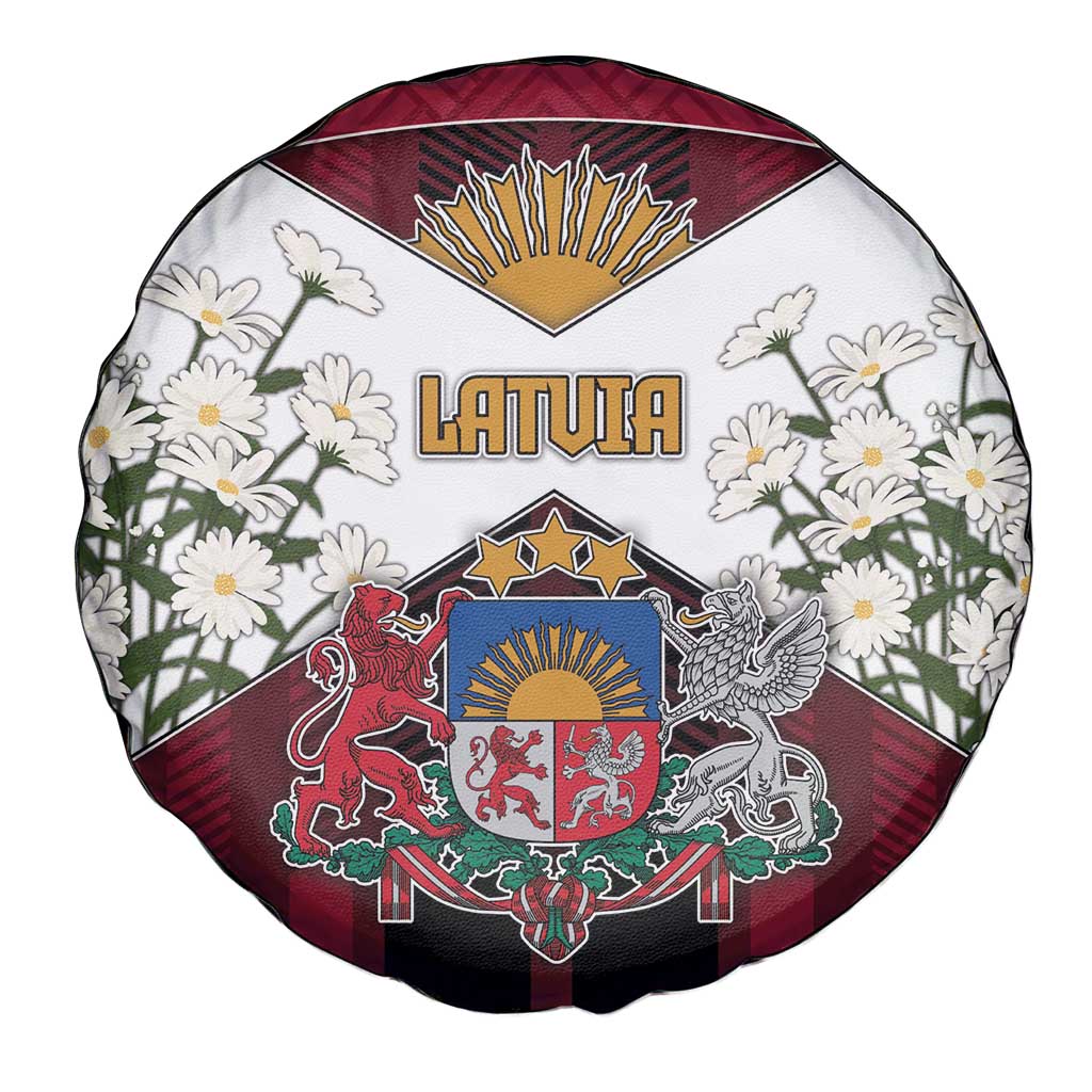 Latvia Spare Tire Cover Symbol With Latvians Patterns - Wonder Print Shop