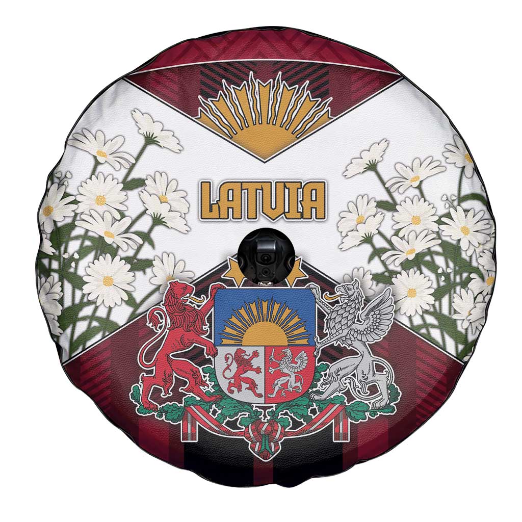 Latvia Spare Tire Cover Symbol With Latvians Patterns - Wonder Print Shop