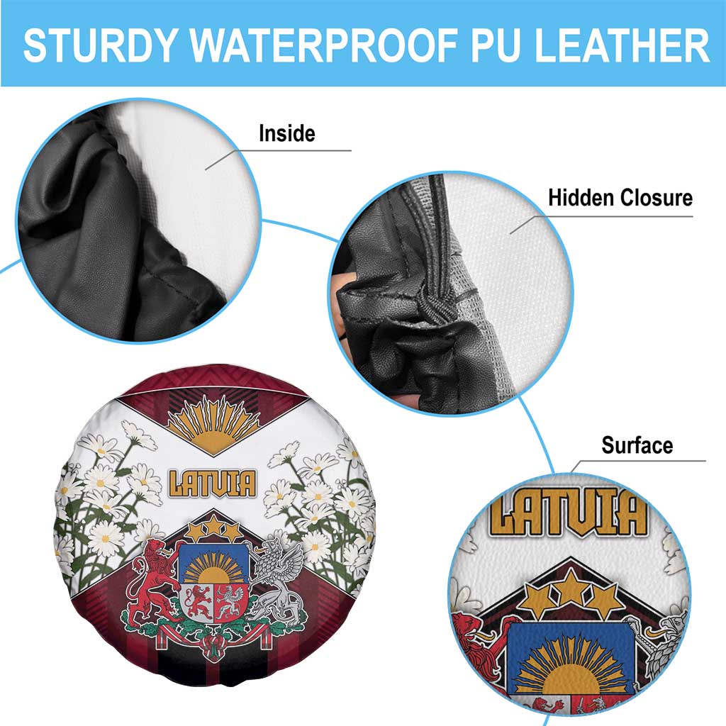 Latvia Spare Tire Cover Symbol With Latvians Patterns - Wonder Print Shop