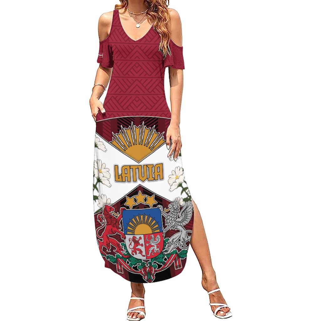 Personalized Latvia Summer Maxi Dress Symbol With Latvians Patterns - Wonder Print Shop