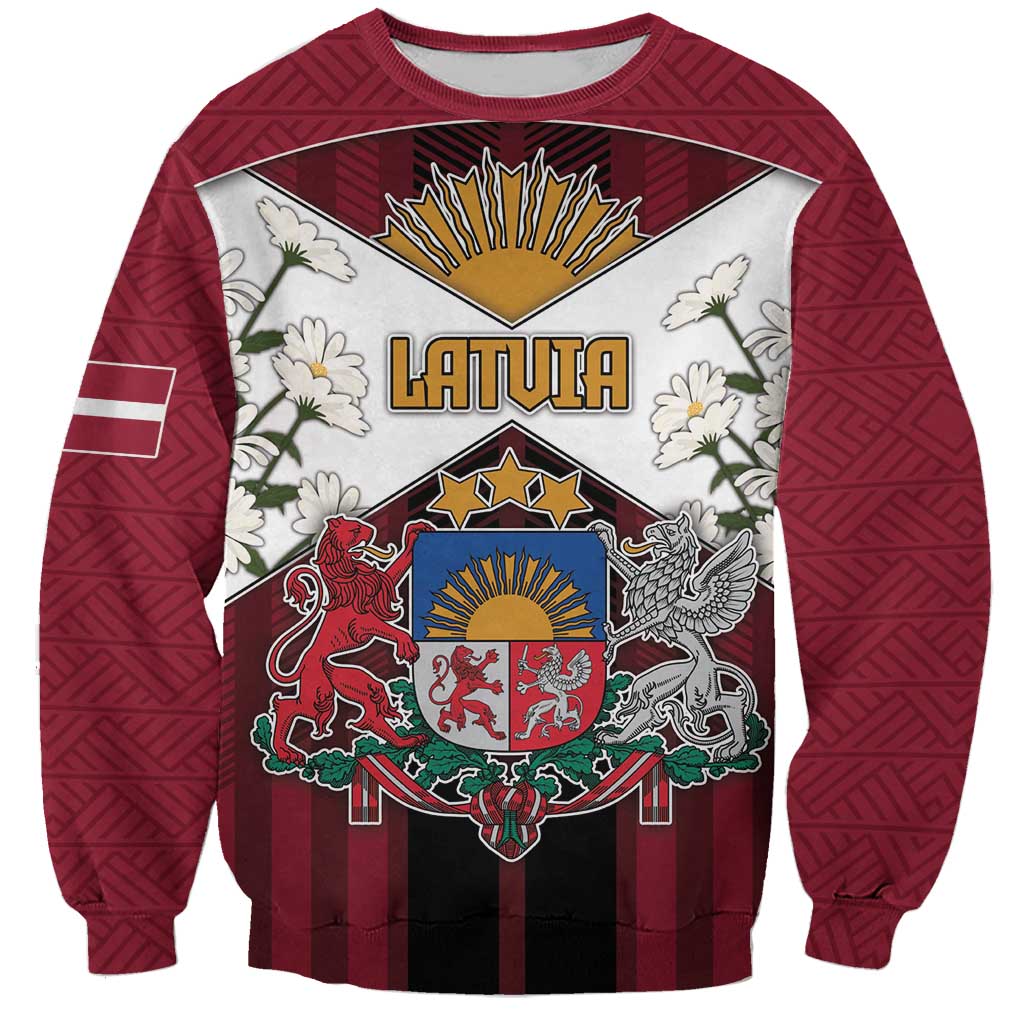 Personalized Latvia Sweatshirt Symbol With Latvians Patterns - Wonder Print Shop