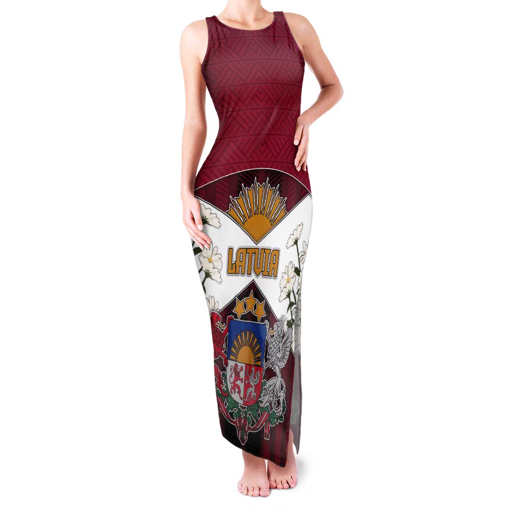 Personalized Latvia Tank Maxi Dress Symbol With Latvians Patterns - Wonder Print Shop