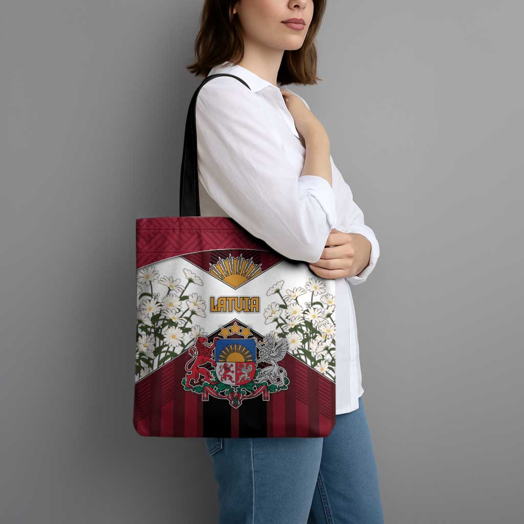 Latvia Tote Bag Symbol With Latvians Patterns - Wonder Print Shop