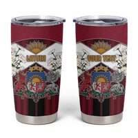 Personalized Latvia Tumbler Cup Symbol With Latvians Patterns - Wonder Print Shop