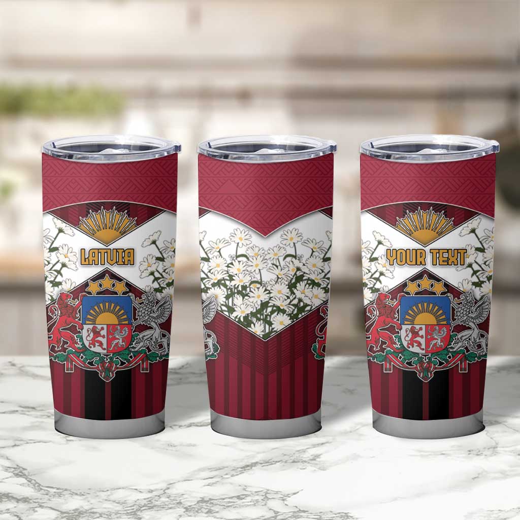 Personalized Latvia Tumbler Cup Symbol With Latvians Patterns - Wonder Print Shop