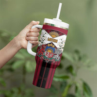 Personalized Latvia Tumbler With Handle Symbol With Latvians Patterns - Wonder Print Shop