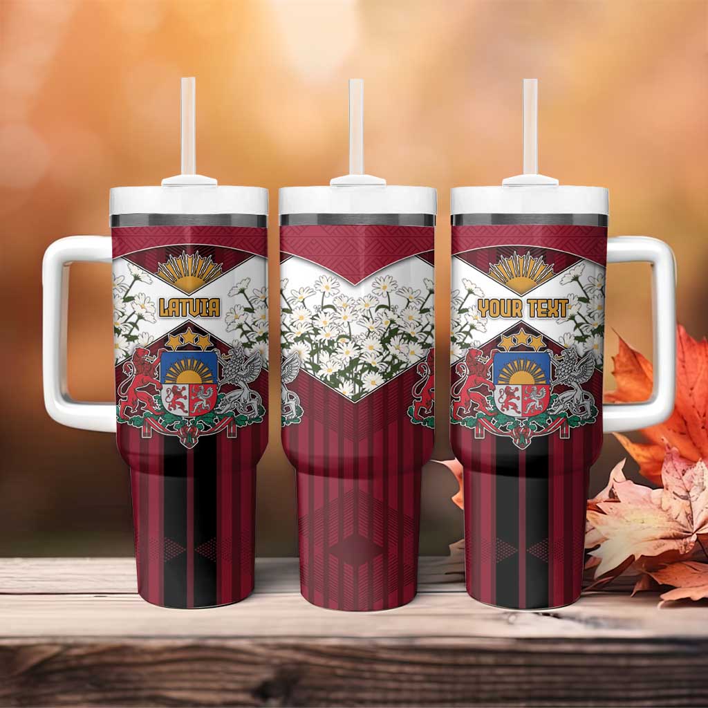 Personalized Latvia Tumbler With Handle Symbol With Latvians Patterns - Wonder Print Shop