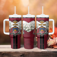 Personalized Latvia Tumbler With Handle Symbol With Latvians Patterns - Wonder Print Shop