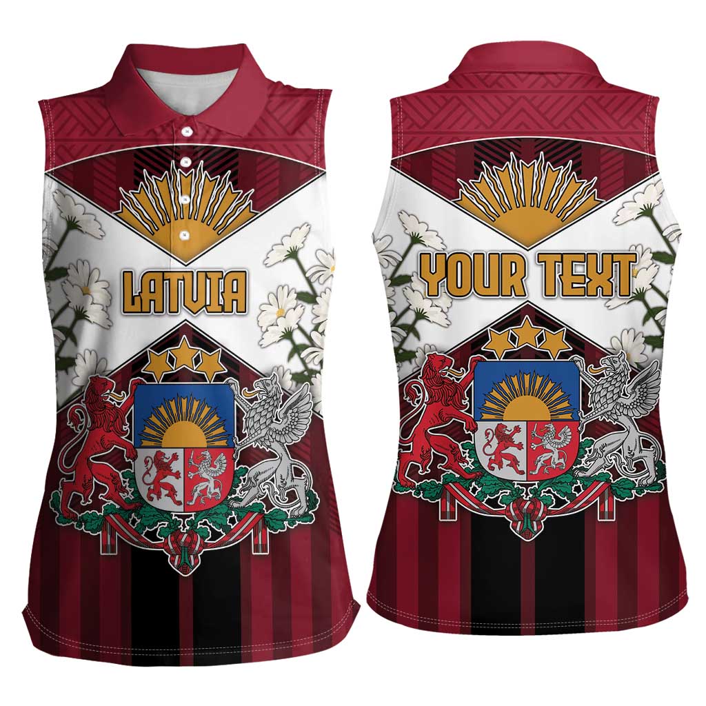 Personalized Latvia Women Sleeveless Polo Shirt Symbol With Latvians Patterns - Wonder Print Shop