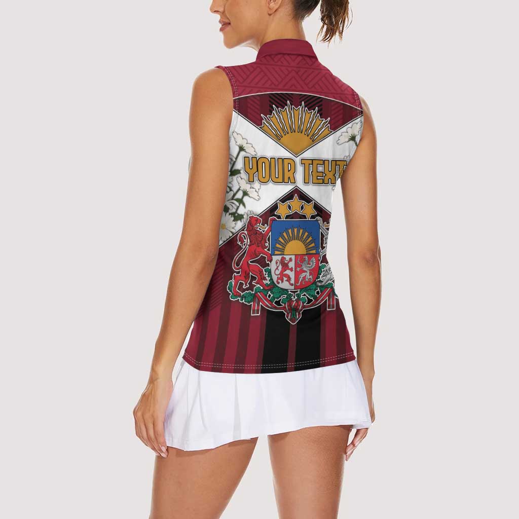 Personalized Latvia Women Sleeveless Polo Shirt Symbol With Latvians Patterns - Wonder Print Shop