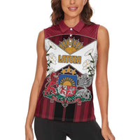 Personalized Latvia Women Sleeveless Polo Shirt Symbol With Latvians Patterns - Wonder Print Shop