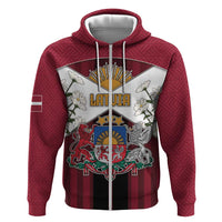 Personalized Latvia Zip Hoodie Symbol With Latvians Patterns - Wonder Print Shop