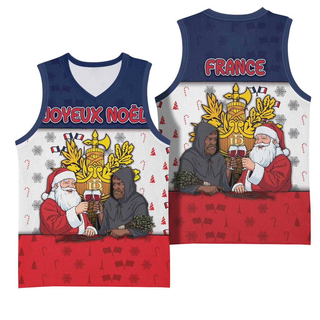 France Christmas Basketball Jersey Pere Noel And Pere Fouettard - Wonder Print Shop
