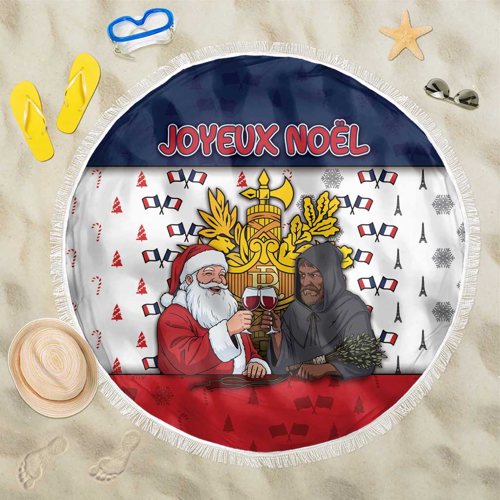 France Christmas Beach Blanket Pere Noel And Pere Fouettard - Wonder Print Shop