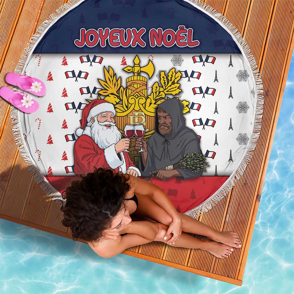 France Christmas Beach Blanket Pere Noel And Pere Fouettard - Wonder Print Shop