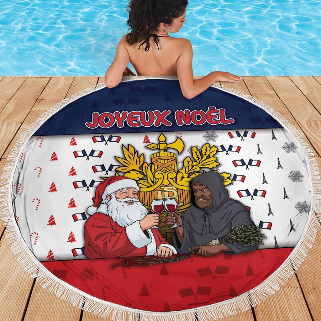 France Christmas Beach Blanket Pere Noel And Pere Fouettard - Wonder Print Shop