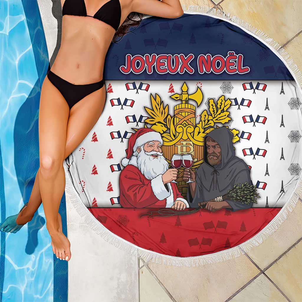 France Christmas Beach Blanket Pere Noel And Pere Fouettard - Wonder Print Shop