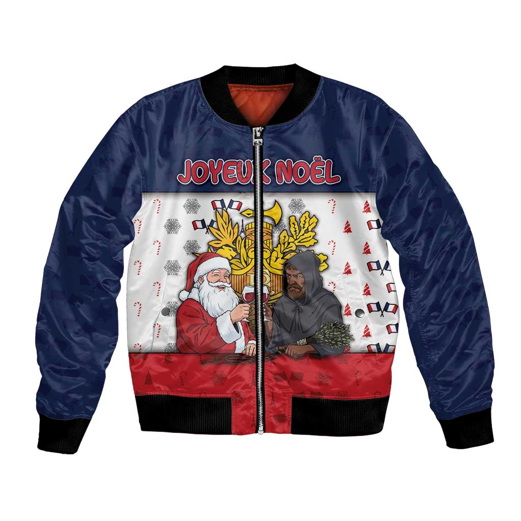 France Christmas Bomber Jacket Pere Noel And Pere Fouettard - Wonder Print Shop