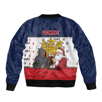 France Christmas Bomber Jacket Pere Noel And Pere Fouettard - Wonder Print Shop