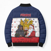 France Christmas Bomber Puffer Jacket Pere Noel And Pere Fouettard - Wonder Print Shop