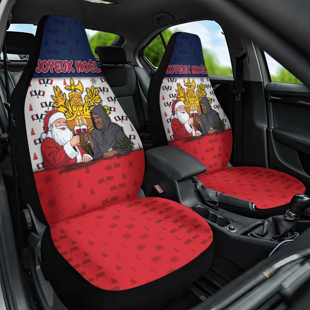 France Christmas Car Seat Cover Pere Noel And Pere Fouettard - Wonder Print Shop
