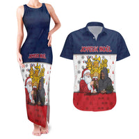 France Christmas Couples Matching Tank Maxi Dress and Hawaiian Shirt Pere Noel And Pere Fouettard - Wonder Print Shop
