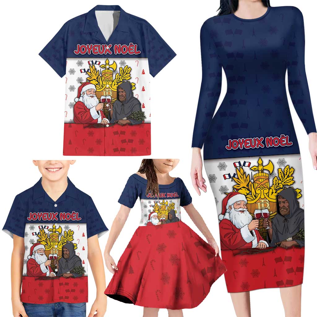 France Christmas Family Matching Long Sleeve Bodycon Dress and Hawaiian Shirt Pere Noel And Pere Fouettard - Wonder Print Shop