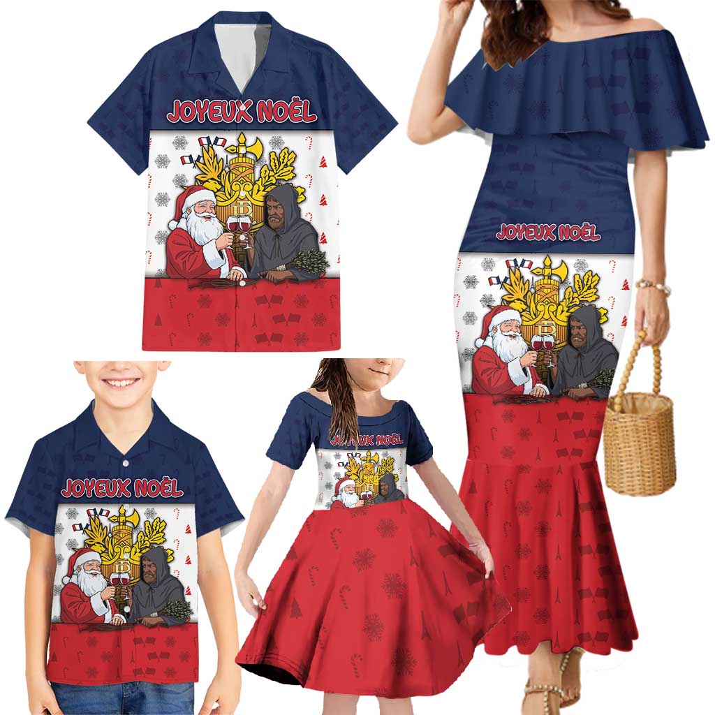 France Christmas Family Matching Mermaid Dress and Hawaiian Shirt Pere Noel And Pere Fouettard - Wonder Print Shop